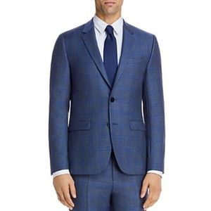 HUGO Boss Astian Sharkskin Plaid Extra Slim Fit Suit Jacket 46 R  46R Rtl $495